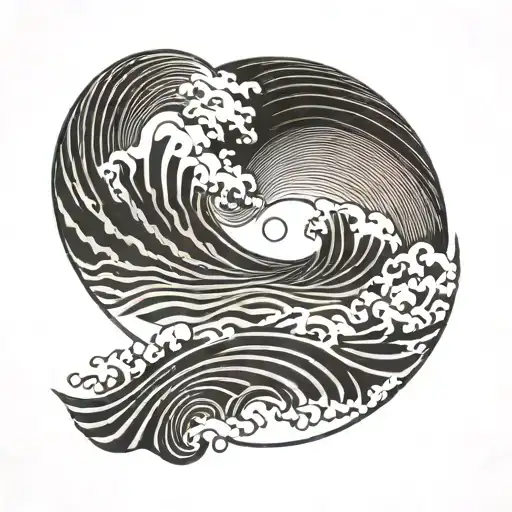 wave with a sun shining above tattoo design idea