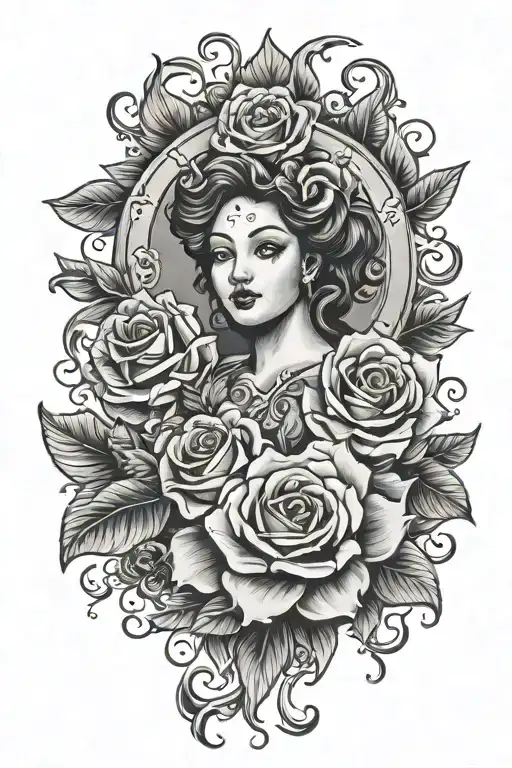 rosa, sea , neptun, god, mother , father, family, old school, tattoo design idea