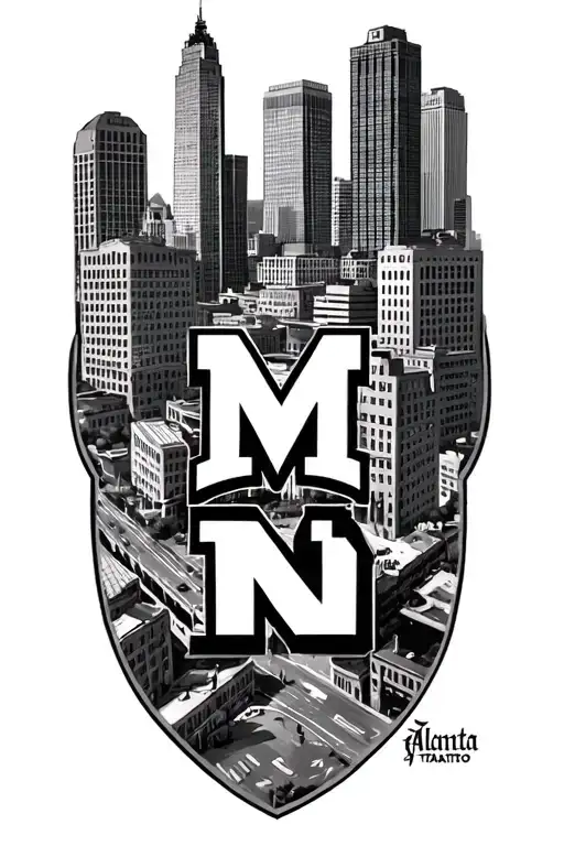 university of Michigan and Atlanta skyline  tattoo design idea