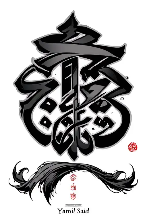 "Yamil Said" Arabic Calligraphy signature of chines tattoo design idea