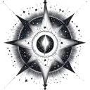 Constellation de: 1. In the center is a stylized constellation Virgin (8-10 main stars connected by thin elegant lines) 2. Sleep tattoo design idea