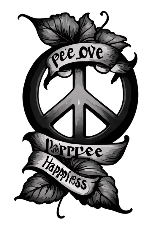 Peace Love Happiness tattoo design idea