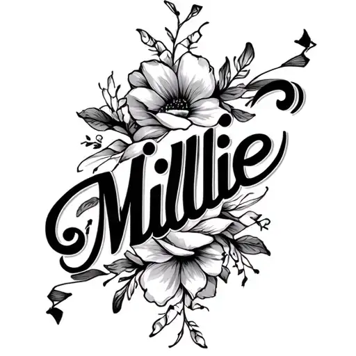 "Millie" script font tattoo design idea