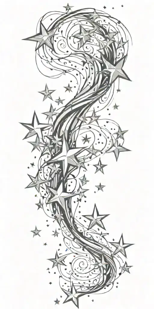 slutty sexy stars swooshing storm not to busy tattoo design idea