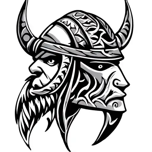 Vikings Hawaiian tribal design tattoo design idea