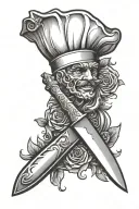 chef knife tattoo design idea