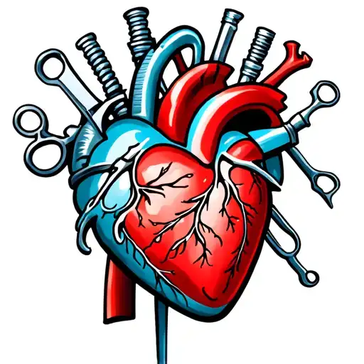 A Disney themed heart with surgical tools incorporated, symbolizing your occupation as a Disney heart surgery Warrior tattoo design idea