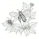 Plant and ladybug and heart tattoo design idea