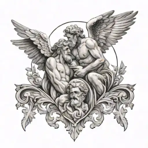 Ganymede and zeus holding tattoo design idea