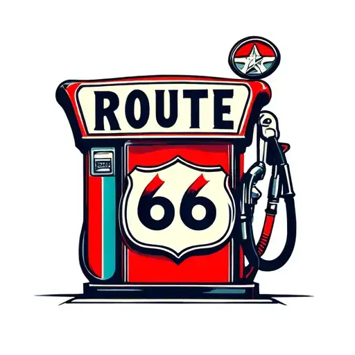 route 66 sign with gas pump tattoo design idea