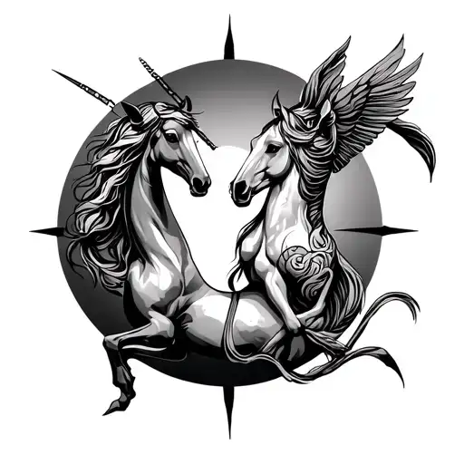 Sagittarius and Aquarius  tattoo design idea