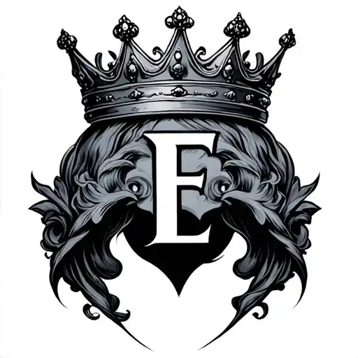 E With Crown tattoo design idea