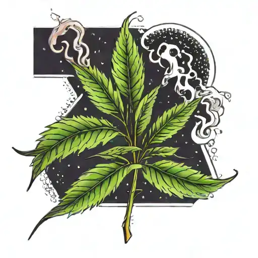 A tattoo of a smoking cigarette and a growing weed plant, representing your interests in smoking and cultivating plants tattoo design idea