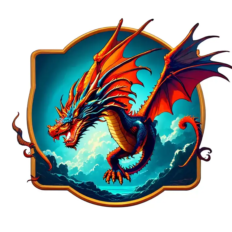 dragon flying tattoo design idea