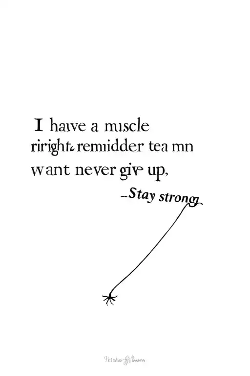 i have a muscle tear on my right shoulder i want a quote to remind me never give up. stay strong tattoo design idea