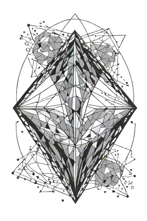 diamond with thin line design inside big geometric circle tattoo design idea