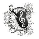 bass clef tattoo design idea