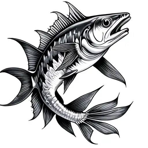 Barracuda fish polynesian tattoo tattoo design idea