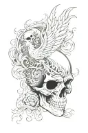 skull phoenix tattoo design idea