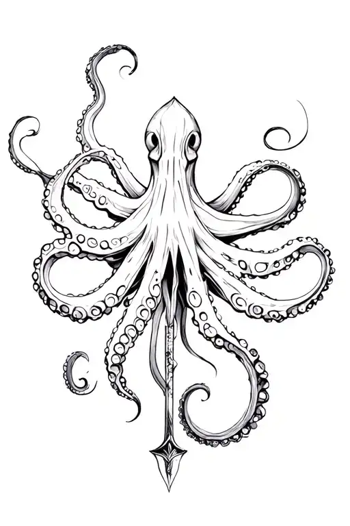 octopus dagger tentacles tattoo design idea