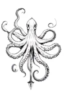 octopus dagger tentacles tattoo design idea