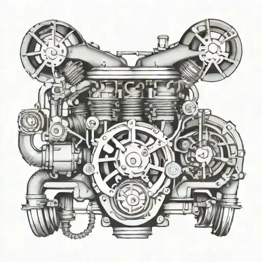 vw turbo engine morphing tattoo design idea