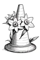 traffic cone with narcissus flower tattoo design idea