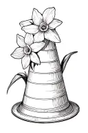 traffic cone with narcissus flower tattoo design idea