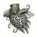 a realistic tattoo of shadowheart from Baulder's Gate playing rock paper scissors with Asatrion from Baulder's Gate tattoo design idea