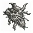 a realistic tattoo of shadowheart from Baulder's Gate playing rock paper scissors with Asatrion from Baulder's Gate tattoo design idea