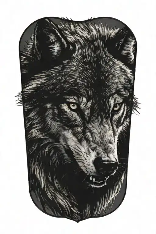 rage angry wolf side face tattoo design idea