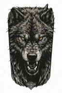 rage angry wolf side face tattoo design idea