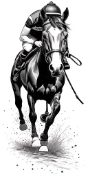 Horse and jocky on a track tattoo design idea