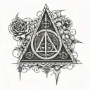 deathly hallows symbol with  highlighted symbol of immortality tattoo design idea
