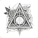 deathly hallows symbol with  highlighted symbol of immortality tattoo design idea