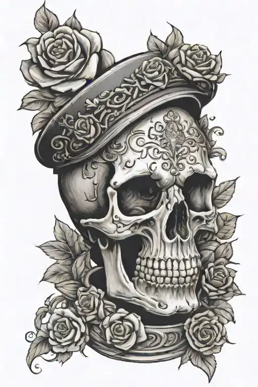 skull casket tattoo design idea