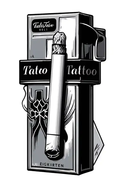 cigarette pack, cross incorporated tattoo design idea