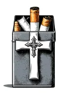 cigarette pack, cross incorporated tattoo design idea
