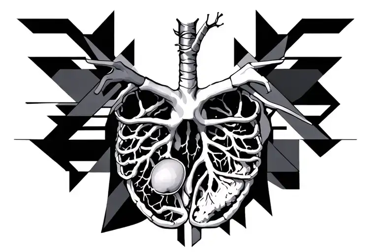 geometric shapes with human organs tattoo design idea