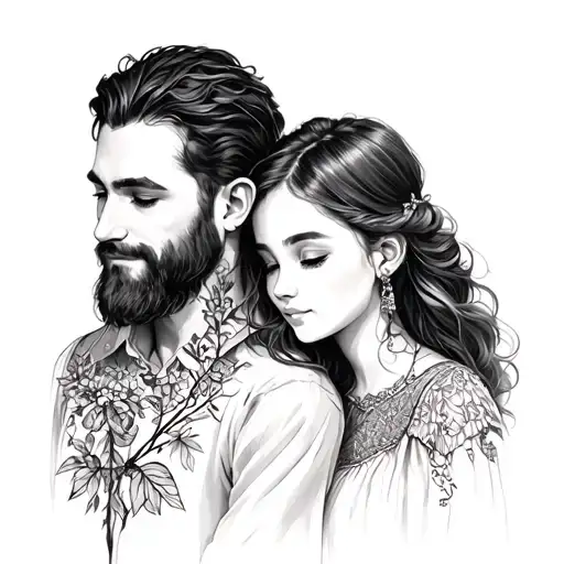 Father Daughter tattoo design idea