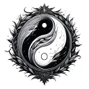 ying and yang karma symbol intertwined tattoo design idea