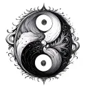 ying and yang karma symbol intertwined tattoo design idea