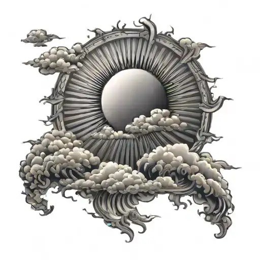 sun rays shining down from clouds tattoo design idea