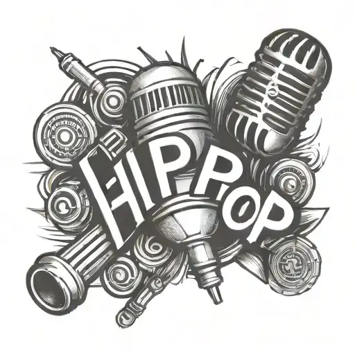 a microphone shaped like the word hip hop tattoo design idea