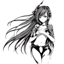 anime girl neotribal style tattoo design idea