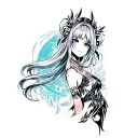 anime girl neotribal style tattoo design idea