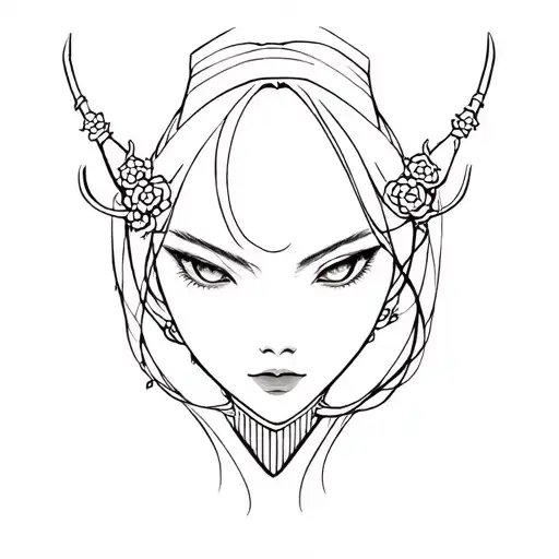 Nezuko Kamado from Demon face tattoo design idea