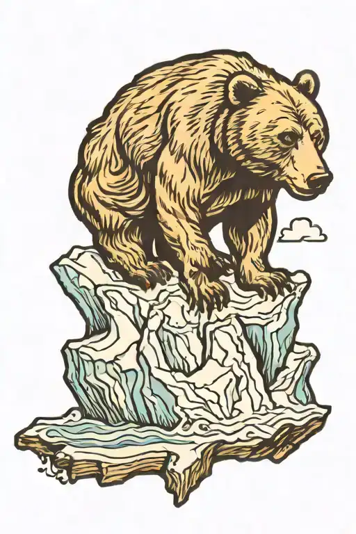 bear climbing iceberg tattoo design idea