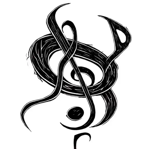 Sasuke's curse mark with the expansion pattern as disfigured music notes tattoo design idea