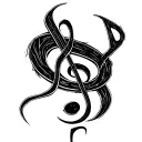 Sasuke's curse mark with the expansion pattern as disfigured music notes tattoo design idea